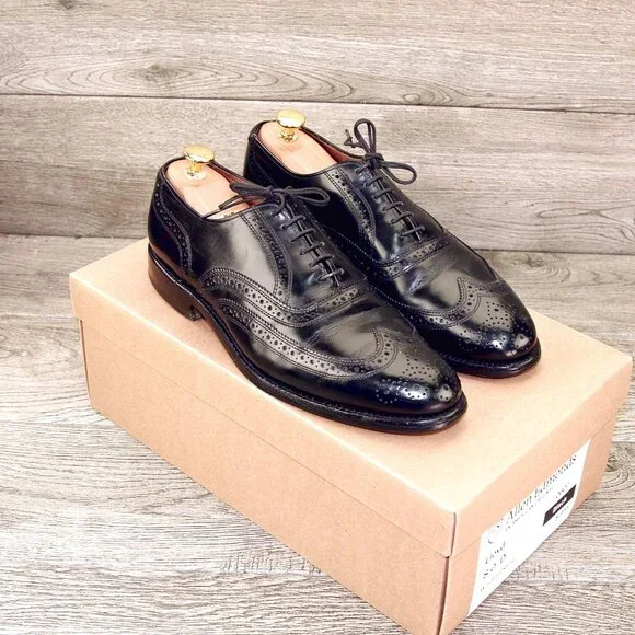 Allen Edmonds Lloyd Black Mens Size 8 Wingitp Oxford Slip On Dress Shoes Allen Edmonds LLOYD Wingtip Oxford 8 D Black * add $15 new  main image 3